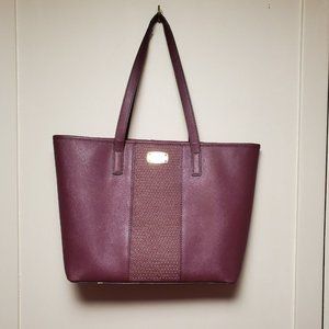 Michael Kors Microstud Center Stripe Small Travel Tote Bag Plum Color‎ See Pics